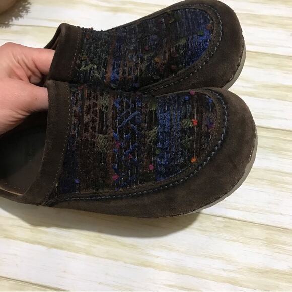Dansko Brown Leather Suede Tweed Woven‎ Blanket Colorful Comfort Clogs Shoes 40 - Picture 2 of 5